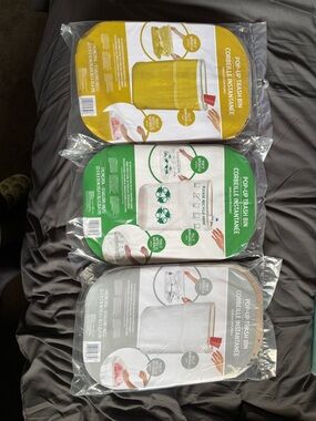 Pop-Up Trash Bin Set — Yellow, Green, White